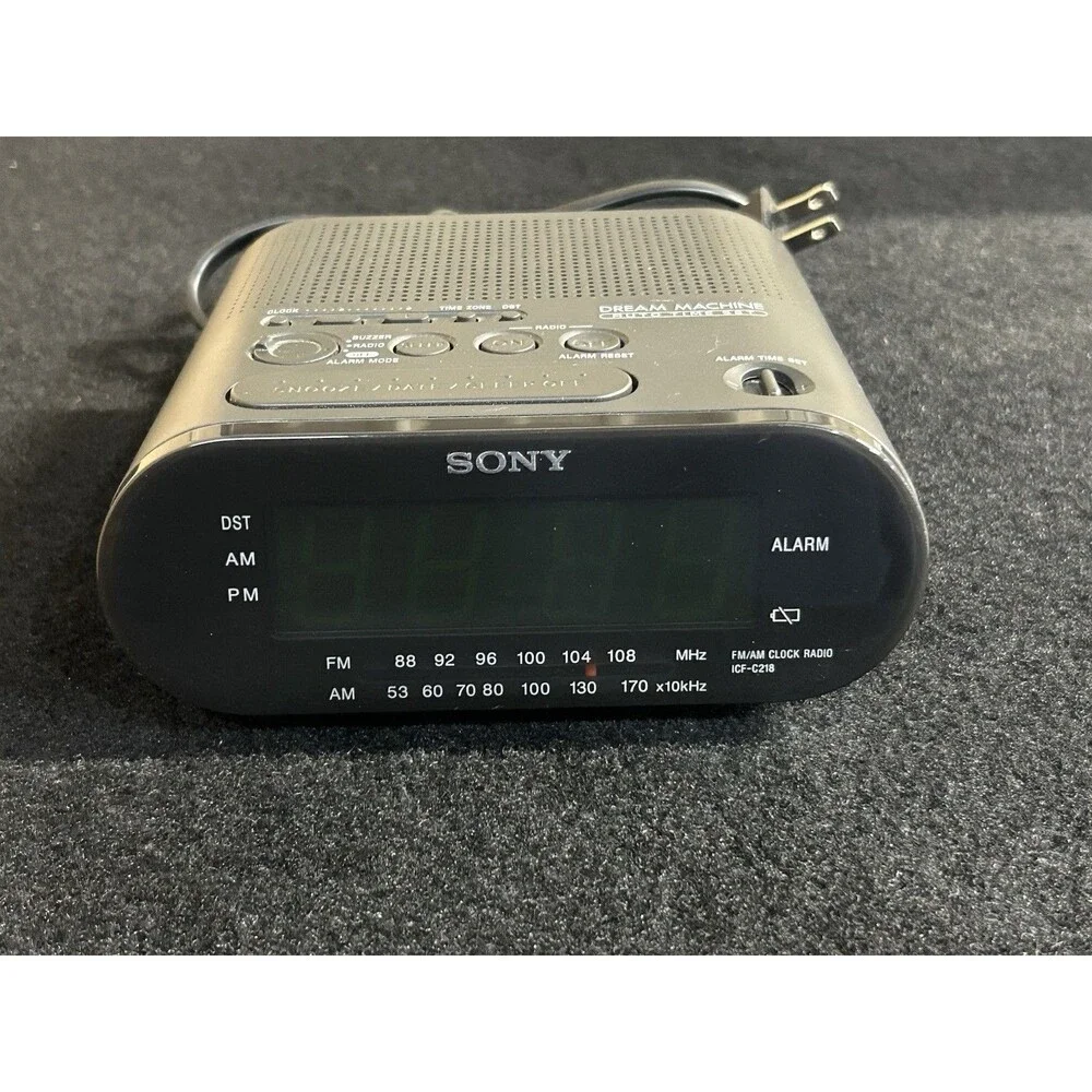 Sony Dream Machine ICF-C218 Black Dual Digital Alarm Clock AM/FM Radio B-17